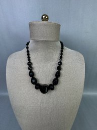 Vintage Black Beaded Necklace