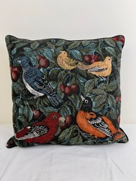 Currier & Ives Bird Print Throw Pillow