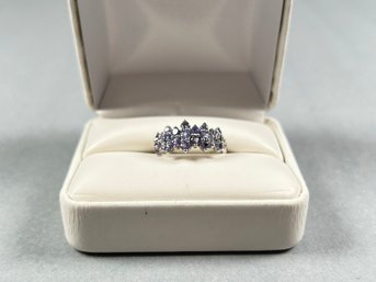 Sterling Silver, Tanzanite & Diamond Ring