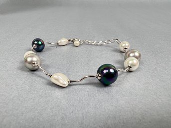 Sterling And Pearl Bracelet