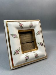 Antique Hand Painted White Ceramic Picture Frame