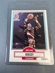 Autographed 1990 Fleer Jerome Kersey Basketball Card.
