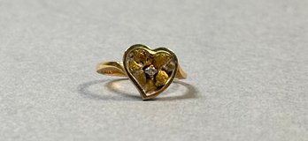 14k Yellow Gold Ring With Nuggets And Diamond