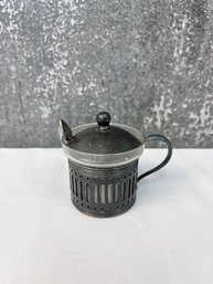 Antique Monarch Quadruple Plate Relish Cup With 925 Spoon.