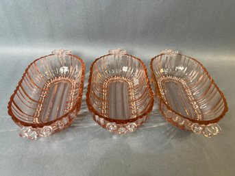 Three Pink Depression Glass Small Dishes