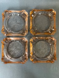 Four Pink Depression Glass Ashtrays