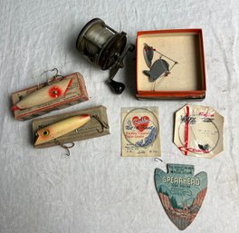 Vintage Fishing Reel & Supplies Lot
