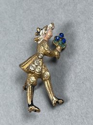 Vintage Enamel And Rhinestone Suitor Pin