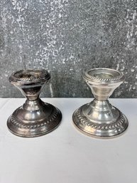 Set Of Weighted Sterling Silver Candle Holders.
