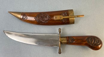 Made In India Wood & Brass Dagger With Scabbard.
