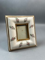 Antique Hand Painted White Ceramic Picture Frame