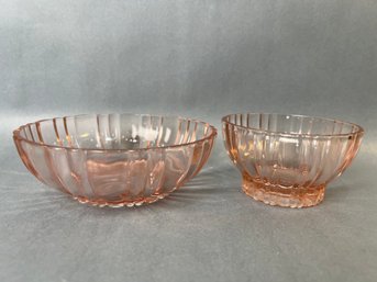 Two Pink Depression Glass Bowls