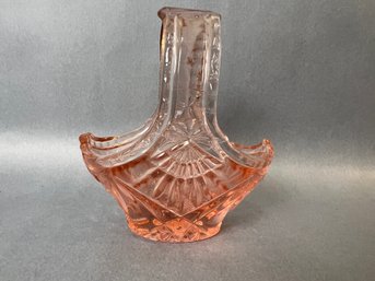 Small Pink Depression Glass Basket