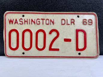Washington 1969 Dealer Plate ~ 0002-D