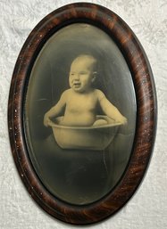 Vintage Baby Portrait In Oval Bubble Glass Frame *Local Pick-Up Only*