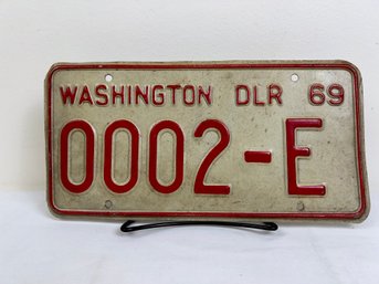 Washington State 1969 Dealer Plate 0002E