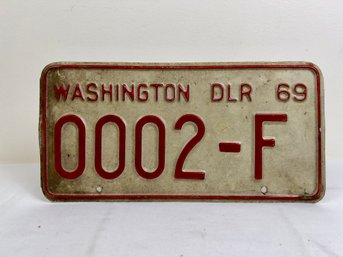 Washington State 1969 Dealer Plate 0002F