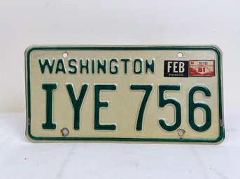 Washington State License Plate IYE756