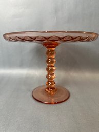 Pink Depression Glass Cake Stand