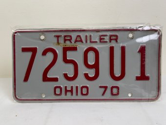 Ohio 1970 Trailer License Plate 7259U1