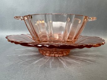 Pink Depression Glass Bowl And Plate