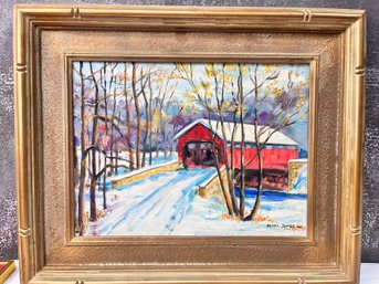 Pearl Jones Covered Bridge Oil On Canvas. *Local Pick-Up Only*