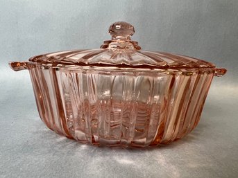 Pink Depression Glass Lidded Dish