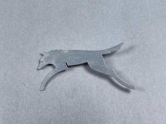 Brushed Metal Wolf Pin