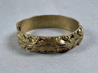 Vintage Gold Tone Spring Closure Cuff Bracelet