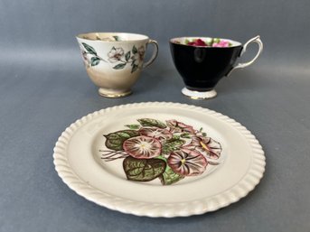 Mixed Set Of 3 China Pieces:  2 Cups & 1 Saucer