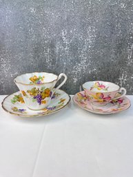 2 Vintage Tea Cups With Saucers: Jyota & Royal Stafford. *Local Pick-Up Only*