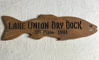 Vintage 1981 Lake Union Dry Dock 1st Place Wood Carved Fish Decor