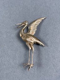 Sterling Silver Crane Pin