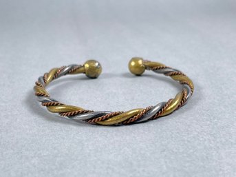 Tri-tone Twist Metal Cuff Bracelet (#2)