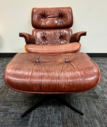 Eames Style Cognac Leather Lounger And Ottoman Made In Canada #2