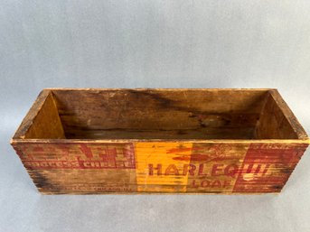 Antique Kraft Harlequin Cheese Loaf Wood Box.