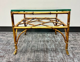 Vintage Metal Gold Faux Bamboo End Table #2