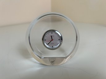 Orrefors Sweden Glass Round Quartz Table Top Clock