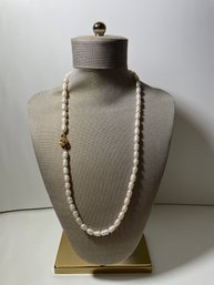 Pearl Necklace With Gold Tone Clasp