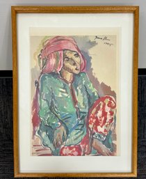 Irma Stern Framed Watercolor Print Created In 1945