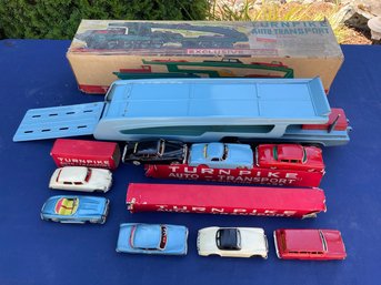 Vintage Turnpike Auto Transport With 8 Cars WITH BOX Model Truck