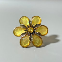 Large Monet Yellow Flower Brooch