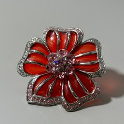 Pink And Red Floral Brooch