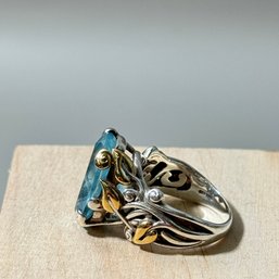 Vintage Sterling And Blue Stone Ring Sz 8