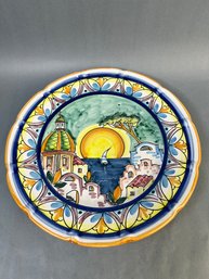 Tiffany Capri Per Alimenti  Hand Painted Italian Platter, Sunset Scene