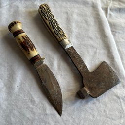 2 Lot Marbles Knife And Hatchet, Unknown Maker