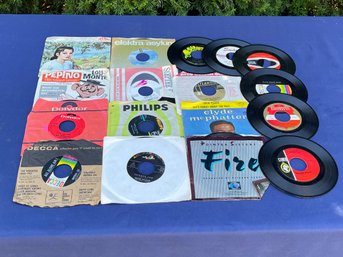 Large Lot Of 17 45 RPM Vinyl Records