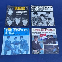 Lot Of 4 The Beatles 45 RPM Vinyl Records