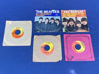 Large Lot Of 5 The Beatles 45 RPM Vinyl Records