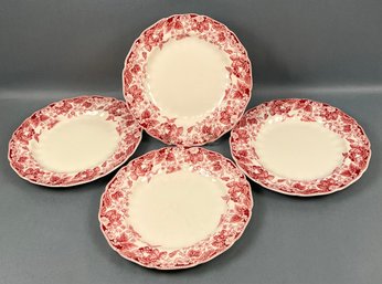 4 Vintage Johnson Brothers China Strawberry Fair Dinner Plates.